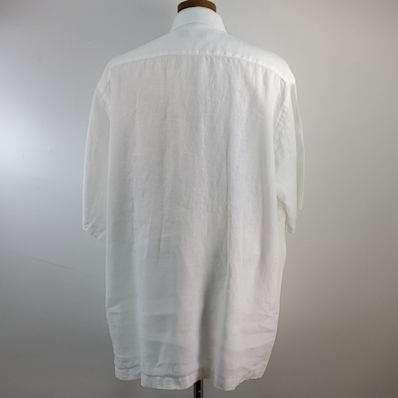 FAIRWAY & GREENS WHITE LINEN SHORT SLEEVE SHIRT L - Picture 6 of 8